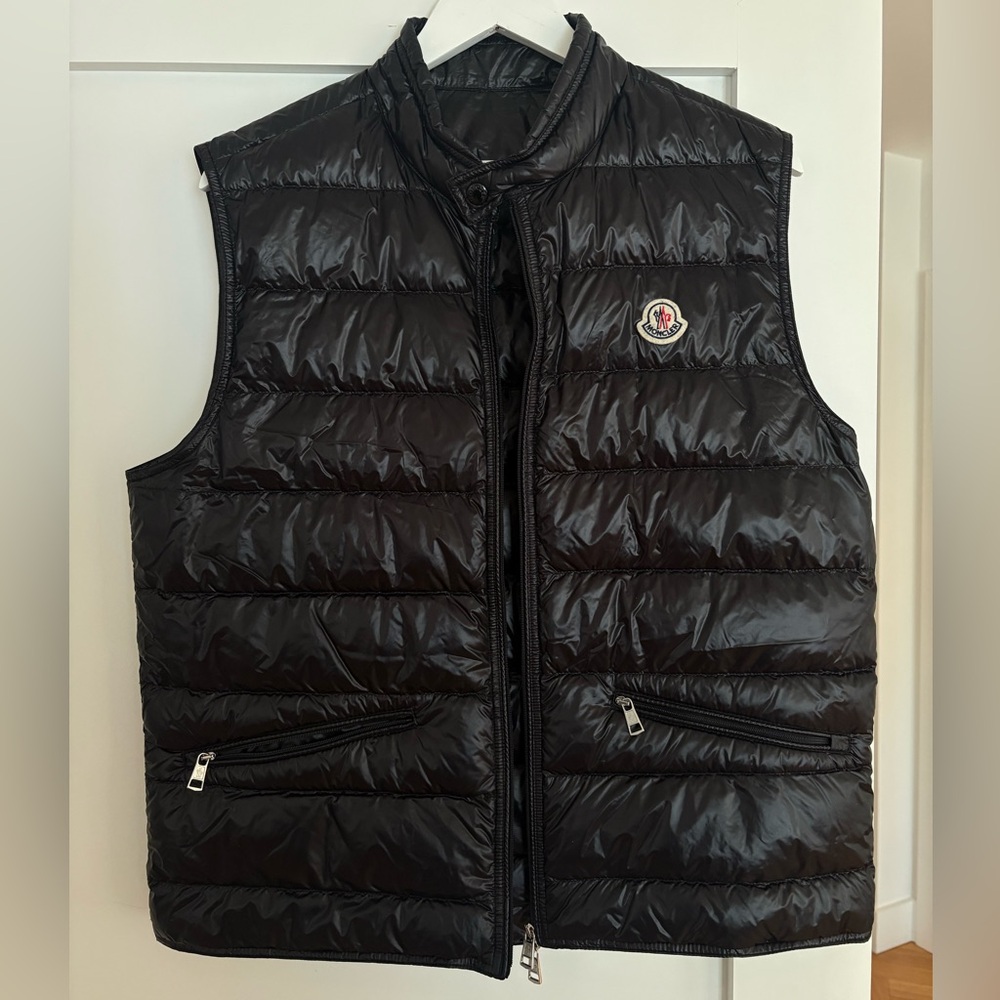 Moncler Shiny Black Quilted Vest for Men